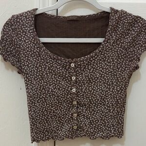 PacSun Brown Floral Crop Top